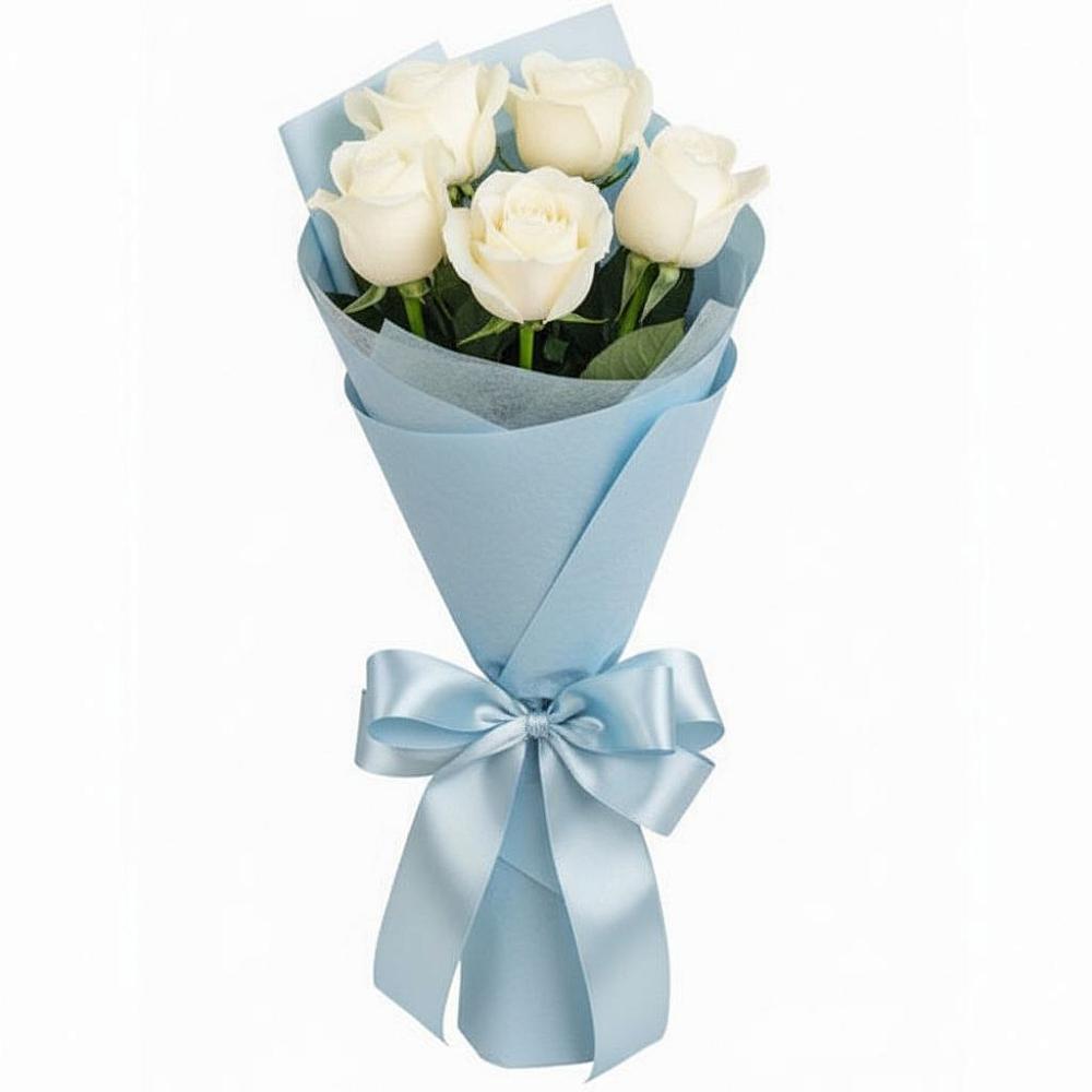 Букет 5 Белых роз Проуд в Кардымово