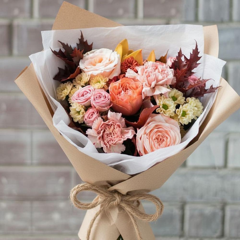 Букет цветов из: Гвоздики, Хризантемы и Розы в Кардымово