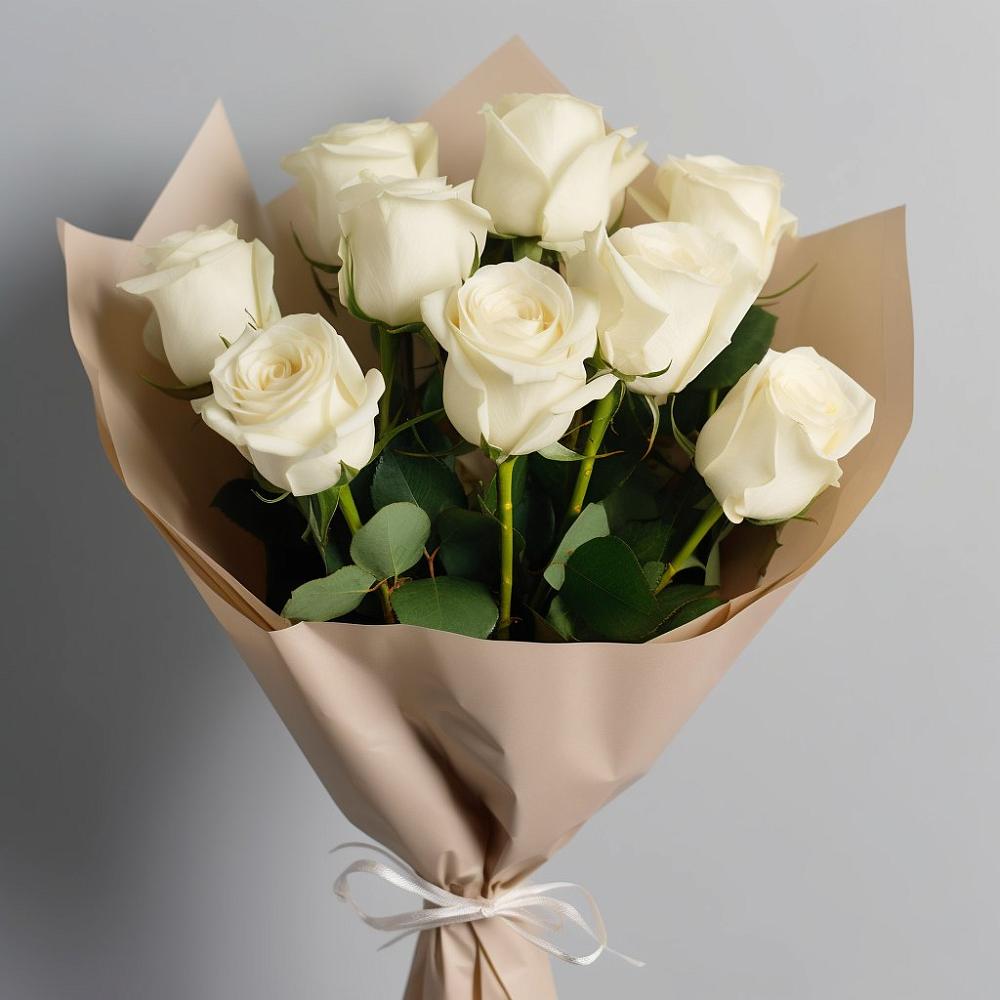 Букет 9 Белых роз Эдлесс Лав в Кардымово