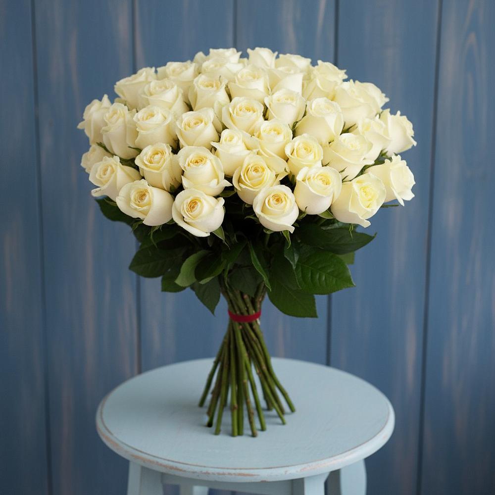 Букет 51 Белая роза Эдлесс Лав в Кардымово