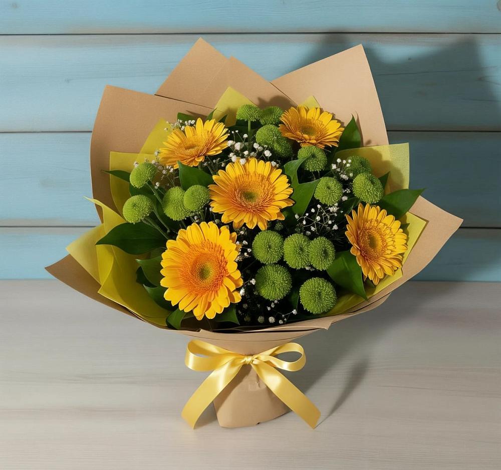 Букет цветов из: Герберы и Хризантемы в Кардымово