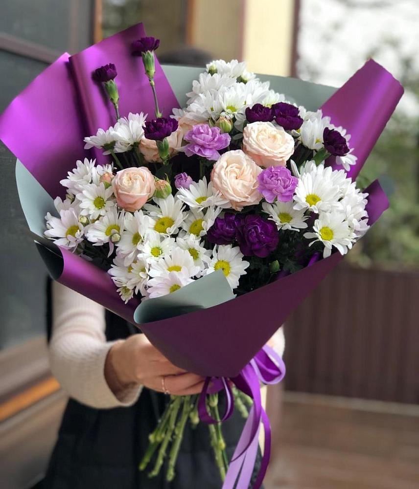 Букет цветов из: Хризантемы, Гвоздики и Розы в Кардымово