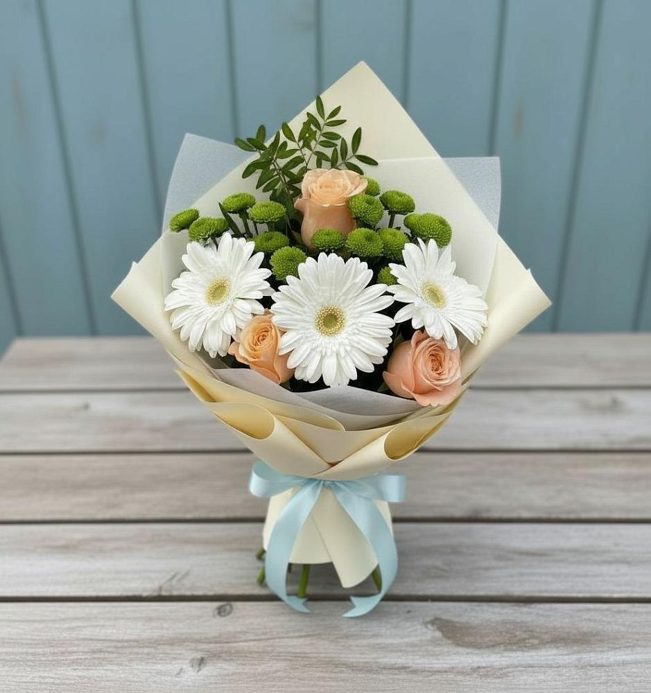 Букет цветов из: Герберы, Розы и Хризантемы в Кардымово