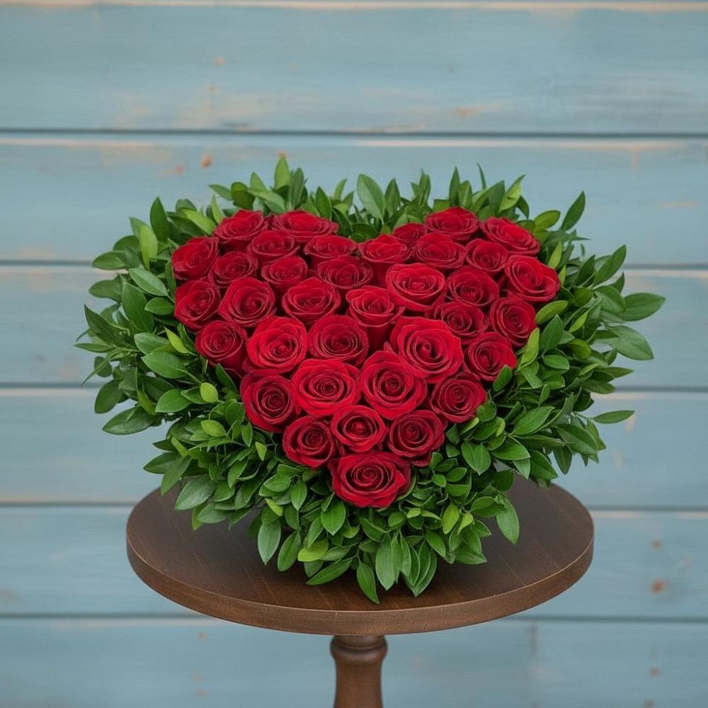 Цветочная композиция из Розы в виде сердца в Кардымово