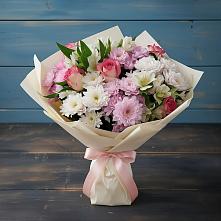 Букет цветов из:  Хризантемы, Альстромерии и Розы в Кардымово