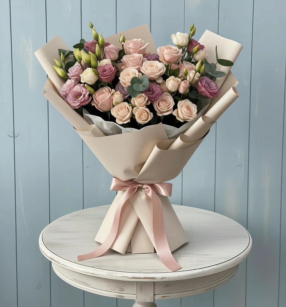 Букет цветов из: Розы и Лизиантусы в Кардымово