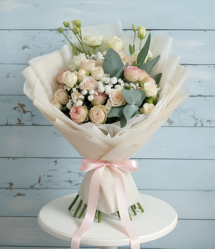 Букет цветов из: Розы и Лизиантусы в Кардымово